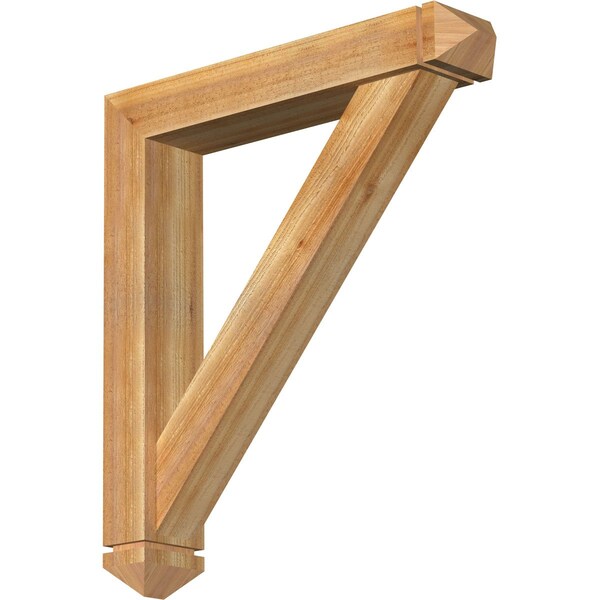Ekena Millwork Traditional Arts and Crafts Rough Sawn Bracket w/ Offset Brace, Western Red Cedar, 6"W x 32"D x 36"H BKT0604X32X36TRA03RWR - main